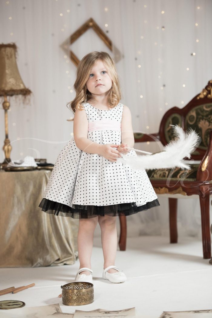 Vinte-li βαπτιστικό φόρεμα πουά 100% βαμβακερό | Geniusbaby.gr