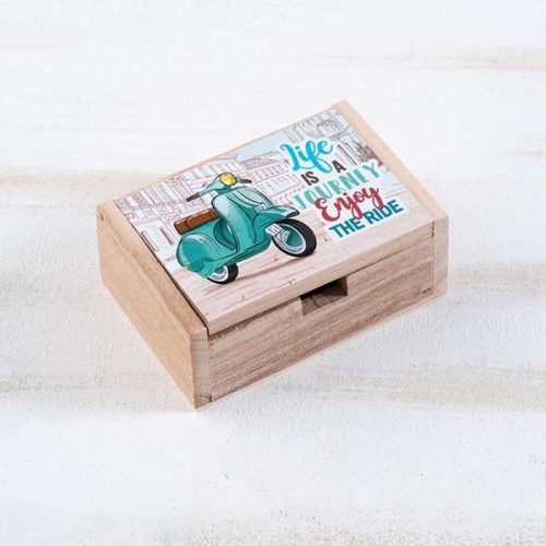 Μπομπονιέρα ξύλινο κουτί Βέσπα