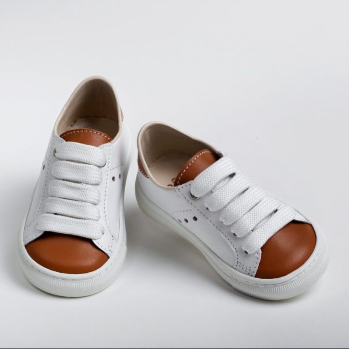 Sneaker περπατήματος λευκό και ταμπά -Ever Kid