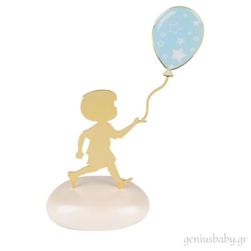 Μπομπονιέρα αγόρι με μπαλόνι σε βότσαλο