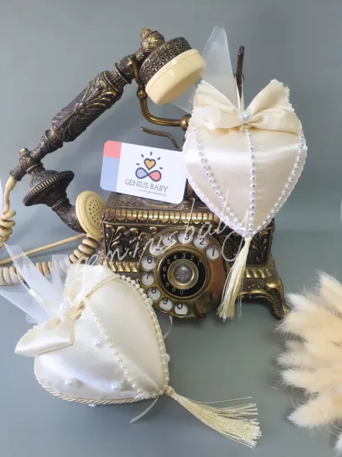 Μπομπονιέρα Γάμου Καρδούλα Ιβουάρ ντυμένη με ύφασμα | Geniusbaby